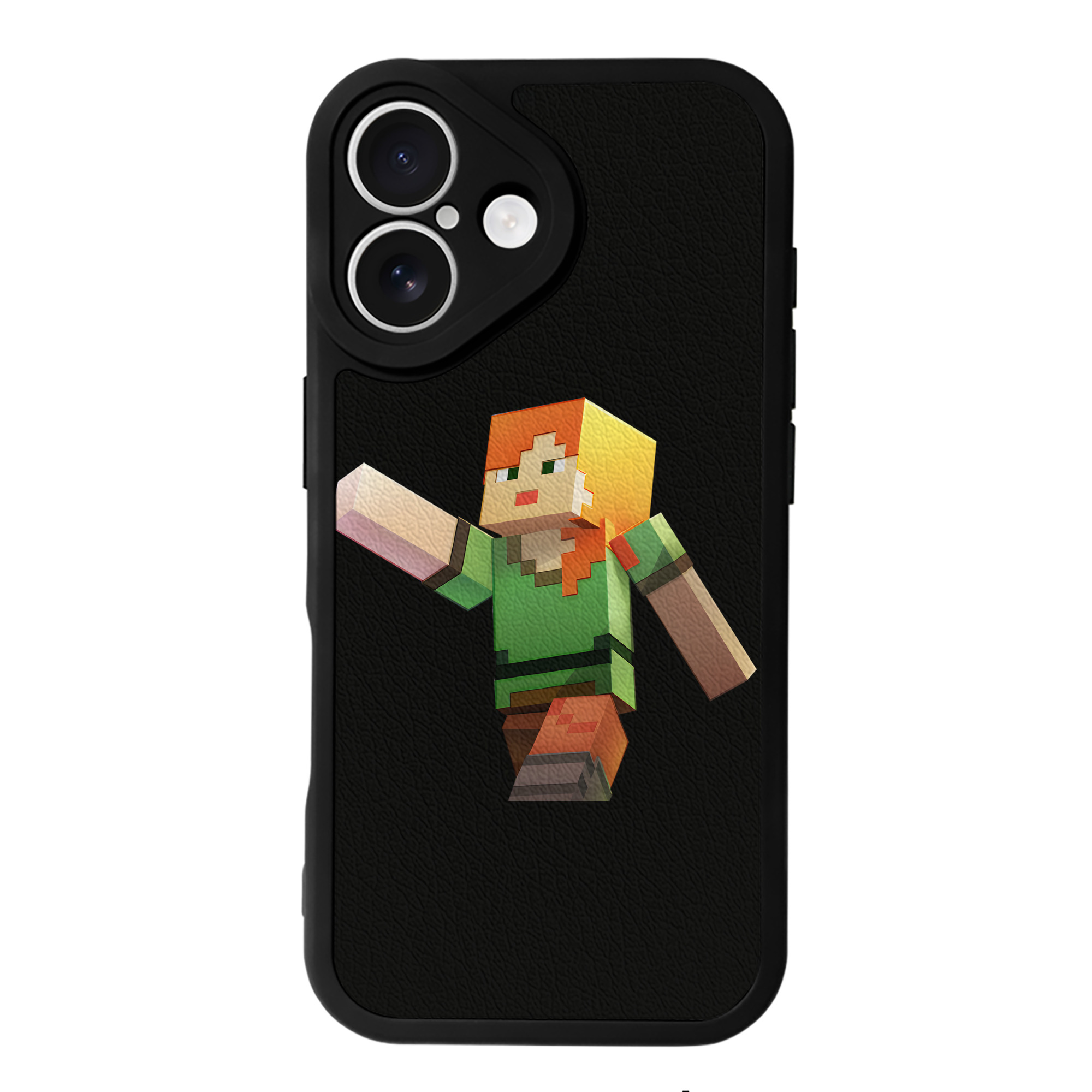 （画像用） マインクラフト ブロックの世界 Minecraft MC Block world 【iPhone 16シリーズ対応】シリコンスマホケース（レザー調） 材質：シリコン